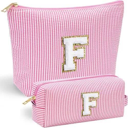 Vista 191 de YOOLIFE Regalos del Día de la Madre para Mujeres, Bolsa de Maquillaje con Iniciales, Bolsa de Maquillaje para Viaje, Bolsa de Maquillaje Negro
