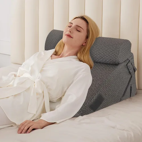 Vista 17 de BIEEZZK Juego de almohadas de cuña para después de la cirugía, almohada de cuña para reflujo ácido, almohada de cuña de cama con ajustable de 9 y 12
