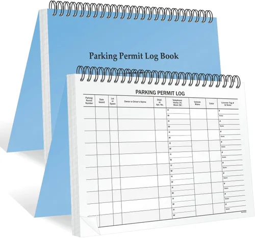 Vista 12 de SmartSign Libro de registro de permiso de estacionamiento pequeño - 7 x 8.5 pulgadas, diario de registro encuadernado con alambre, páginas impresas