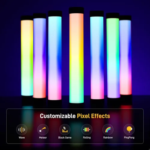 Vista 4 de GVM BX8C RGB LED Video Light Stick, 2000K-10000K CRI97+ Luz magnética de mano con 6 efectos de píxeles, control de malla Bluetooth aplicación