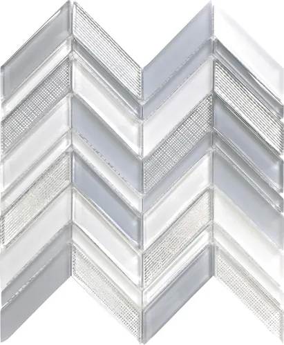 Vista 6 de Mosaico de vidrio Chevron de 10.4 x 10.4 pulgadas (muestra de muestra: 4 x 5 pulgadas) Swatch to check color & finish before ordering a full box.