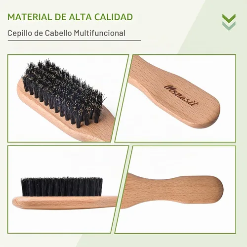 Vista 3 de Cepillo de pelo de tamaño de viaje, cepillo de pelo pequeño con control de bordes de madera para evitar el encrespamiento y suavizar los vuelos