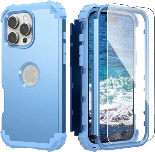 Vista 19 de IDweel Funda para iPhone 16 Pro Max con Protector de Pantalla, 3 en 1 Resistente a Golpes Ajuste Delgado Híbrida de Servicio Pesado Cubierta Dura