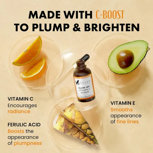 Vista 2 de Suero facial con vitamina C, ácido hialurónico, ácido ferúlico y vitamina E, suero iluminador facial antienvejecimiento para el cuidado de la piel