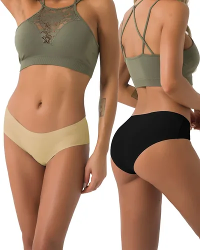 Vista 6 de Ropa interior sin costuras para mujer, ropa interior hipster, invisible, bikini suave, elástico, cintura bajaalta, paquete de 56