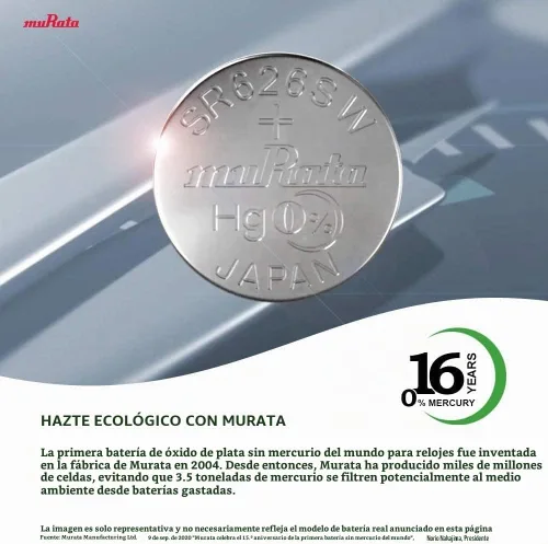 Vista 3 de Murata 337 SR416SW Batería 1.55V Celda de botón de reloj de óxido de plata - Sustituye a Sony 337 (2 baterías)