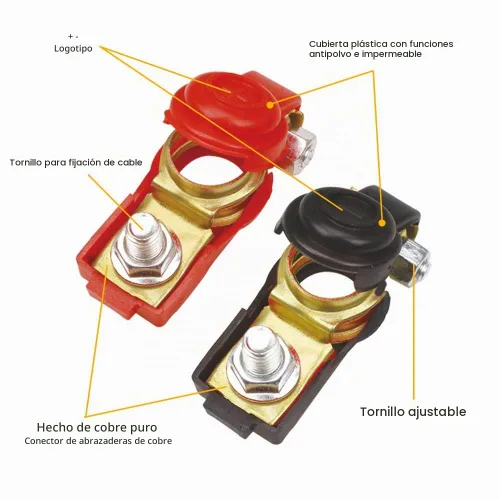 Vista 4 de TKDMR 2 pares de abrazaderas-conectores de terminales de cable de batería de automóvil - Terminal de batería con cubierta de plástico, buen