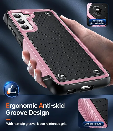 Vista 3 de LeYi Funda para Galaxy S21 FE-5G: Funda Samsung S21 FE con protector de pantalla, doble capa protectora de policarbonato duro y TPU suave Android