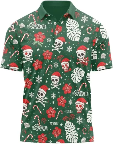 Vista 26 de HUGS IDEA Camiseta casual retro para hombre, diseño de calavera de manga corta Nota musical de hoja de otoño