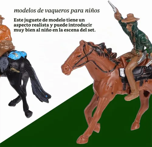 Vista 4 de Figuras occidentales, figuras de acción modelo, equitación de plástico indios, figuras de juego, 8 piezas