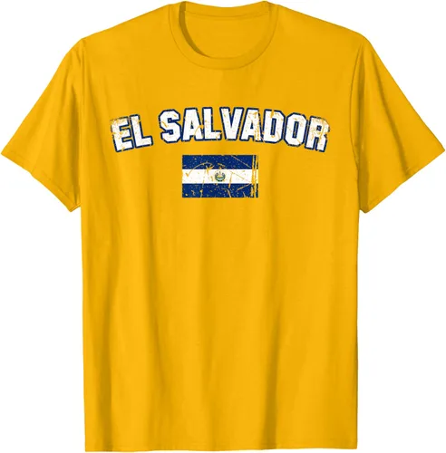 Vista 47 de EL SALVADOR Bandera Vintage Hombres Mujeres Niños Camiseta EL SALVADOR