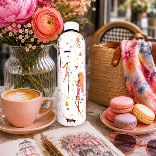 Vista 6 de Fun Chic - Botella de agua motivacional de 24 onzas para mujer, acero inoxidable, citas inspiradoras, regalo femenino, bebida eléctrica para niña