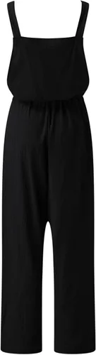 Vista 6 de Mono largo con botones para mujer, overol bohemio, con bolsillo, correa sólida, casual, para mujer, overol para ropa