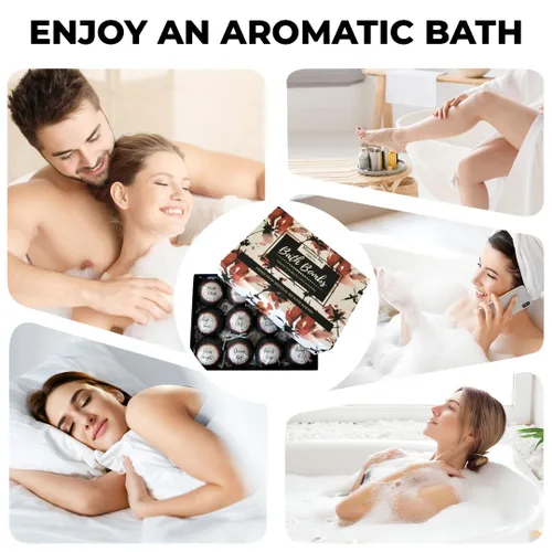 Vista 7 de Bombas de baño para mujer, relajantes con mensajes inspiradores, 12 bombas de baño naturales y orgánicas con aceites esenciales y manteca de karité