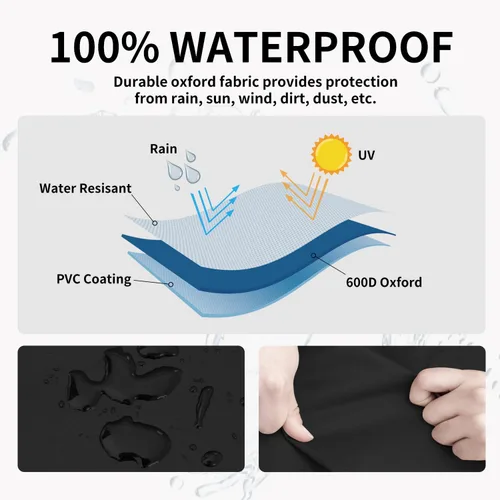 Vista 2 de Easy-Going Funda otomana para exteriores, funda impermeable para otomana de patio, funda resistente para muebles de exterior con asas acolchadas
