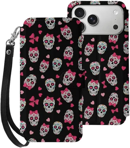 Vista 14 de SWEET TANG Compatible with iPhone 17 Pro Wallet Case Women PU Leather Shockproof Protective Folio Flip Cover (Cute Thanksgiving Turkey Maple Leaf)