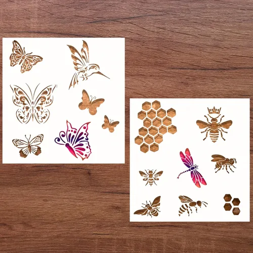 Vista 6 de DLY LIFESTYLE Plantilla Boho – Flores pequeñas – 7 x 7 pulgadas – Arte y manualidades – Lienzo, papel, tela, paredes, muebles