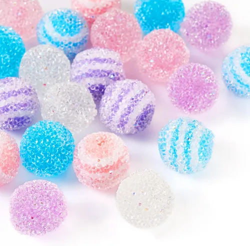 Vista 16 de Craftdady 30 cuentas acrílicas de 0.787 in de goma de mascar de color AB cuentas focales redondas gruesas de burbujas espaciadoras para bolígrafos