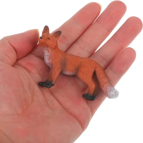 Vista 4 de Toddmomy Figura de juguete de zorro, 3 piezas, juguetes de animales de plástico, juguetes de zorro salvaje, figura de animales salvajes, juego
