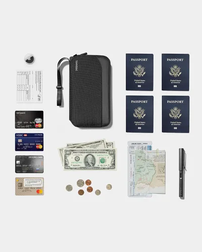 Vista 9 de tomtoc Soporte para pasaporte familiar con un soporte para tarjeta SIM y pasador de expulsión, cartera de viaje con bloqueo RFID y tarjetero