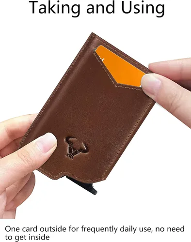 Vista 5 de Bigant Cartera delgada para hombre, cartera de aluminio con clip para dinero, 8 tarjetas, bloqueo RFID