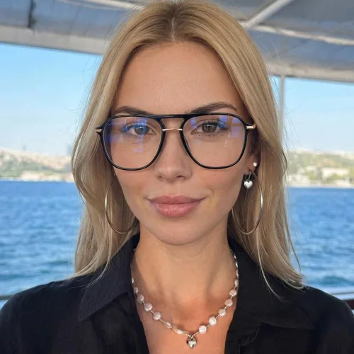 Vista 2 de Dollger Lentes de bloqueo de luz azul para mujer, estilo aviador de gran tamaño, lentes de computadora que protegen tu visión, elegantes