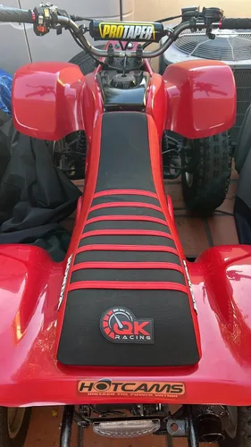 Vista 7 de Funda de asiento compatible con Honda 1999-2007 TRX400EX TRX 400EX TRX 400 EX Quad (rojo/negro)