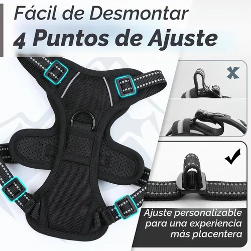 Vista 9 de Eagloo Arnés para perro pequeño, sin tirones, chaleco de servicio con tiras reflectantes y asa de control, ajustable y cómodo para caminar, arnés