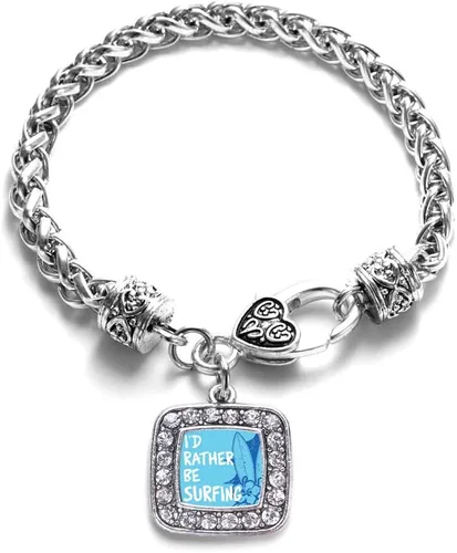 Vista 141 de Pulsera de dijes cuadrados de plata con joyería de circonita cúbica