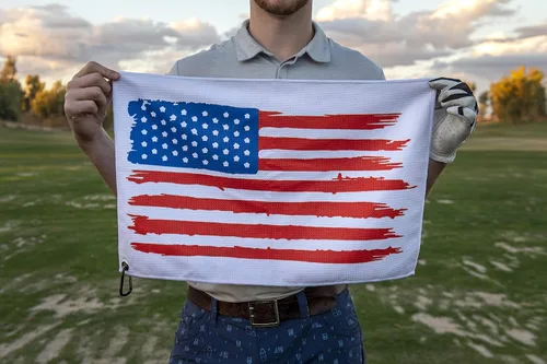 Vista 2 de TrueBirdie Toalla de golf con clip de la bandera americana, toallas de golf de microfibra de 24 x 16 pulgadas