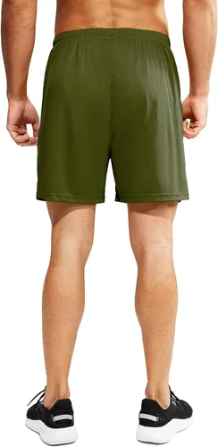 Vista 5 de MIER Pantalones cortos de correr para hombre, 5 pulgadas, para gimnasio, atlético, de secado rápido, pantalones cortos de entrenamiento deportivo