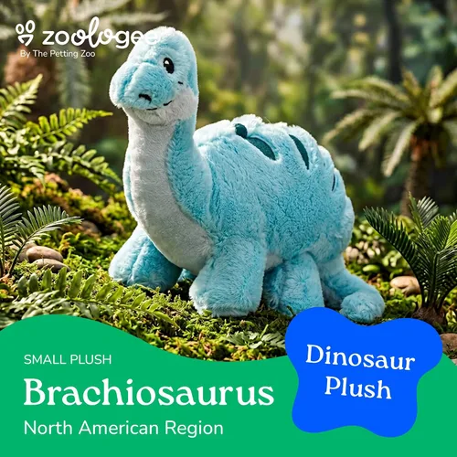 Vista 5 de The Petting Zoo ZOOLOGEE - Peluche de animal de peluche de Brachiosaurus, dinosaurio azul, 11 pulgadas