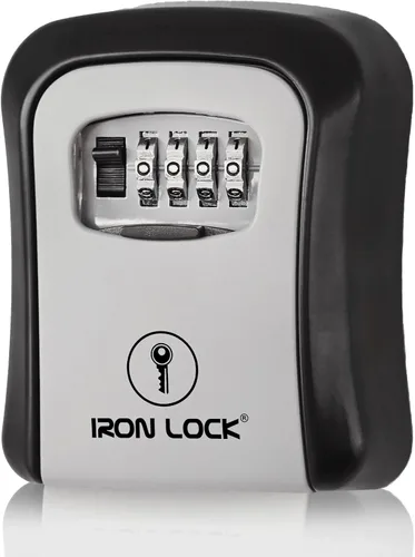 Vista 17 de Iron Lock® - Caja de bloqueo de llave pequeña para montaje en pared con código, para exteriores (negro) 10,000 resettable combos, no app or dead