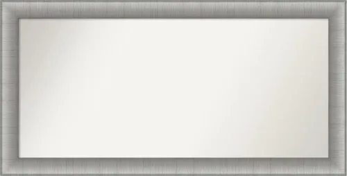 Vista 169 de Amanti Art Espejo de baño plateado para sobre el fregadero, 28 x 37 pulgadas, elegante espejo rectangular de peltre cepillado, marco de madera