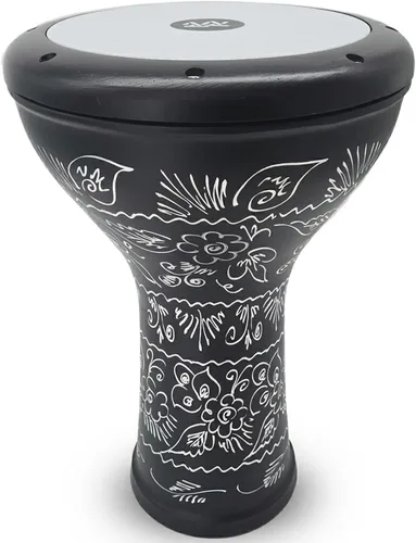 Vista 6 de The Wave Zaza Percussion - Darbuka Doumbek estilo egipcio de 17 pulgadas (negro - grabado)
