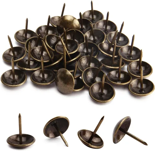 Vista 20 de MroMax 120 tachuelas de clavos para tapicería de 0.47 pulgadas de diámetro, hierro de estilo vintage, de metal, redondos, de 0.67 pulgadas de altura