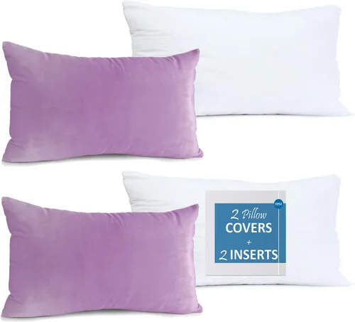 Vista 77 de Nestl Juego de 2 rellenos de almohada con terciopelo suave y sólido, juego de fundas de almohada cuadradas decorativas para sofá, automóvil Azul