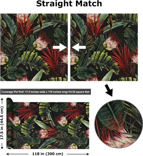 Vista 9 de Papel tapiz tropical oscuro para despegar y pegar, papel de contacto vintage de hoja de plátano, papel tapiz de selva mojado, papel tapiz de hojas