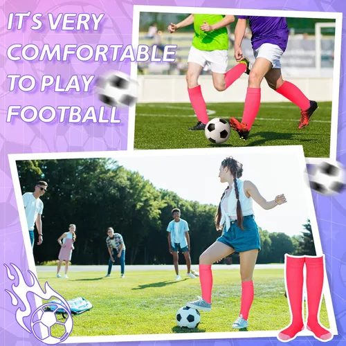 Vista 4 de Toulite Juego de 6 calcetines de fútbol y sóftbol para jóvenes, calcetines deportivos de béisbol, calcetines de tubo unisex para hombres y mujeres