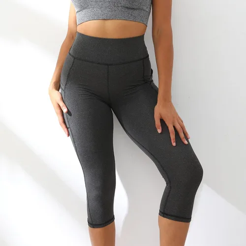 Vista 3 de Kauounady Leggings sólidos de yoga para mujer, pantalones de yoga sin costuras, pantalones de yoga para niñas, talla 8