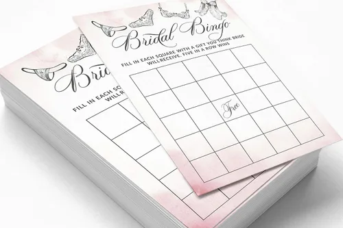 Vista 3 de 50 tarjetas de juego de bingo de lencería para despedida de soltera, boda, despedida de soltera, a granel, cuadrado en blanco, ideas de regalo
