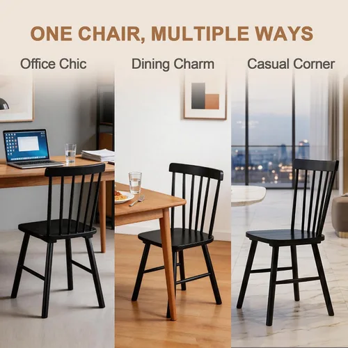 Vista 8 de DUHOME Windsor - Juego de 2 sillas de comedor de madera con respaldo de husillo, sillas de cocina de madera para el hogar, cocina, sala de estar