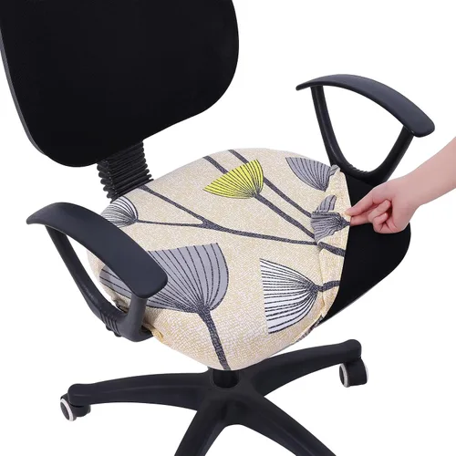 Vista 33 de Smiry Fundas de asiento impresas para silla de computadora de oficina, ajuste elástico, universal para silla giratoria de escritorio, lavables, Beige