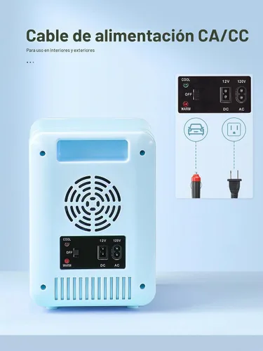 Vista 6 de Reemix Mini refrigerador 4L, 6 latas portátil AC+DC Power Cooler, Aqua