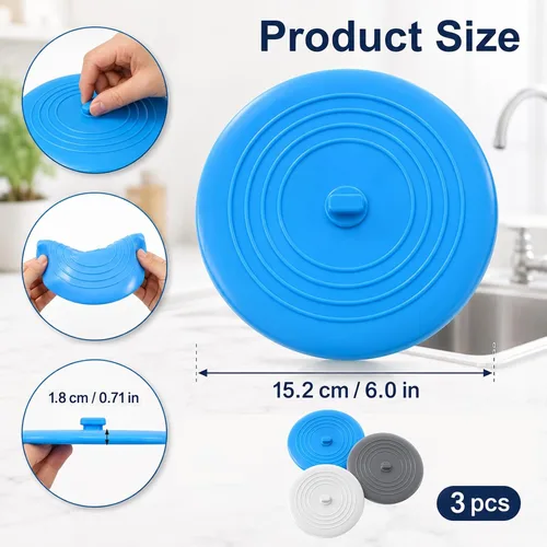 Vista 2 de Tapón de baño grande de 6 pulgadas para desagüe de silicona