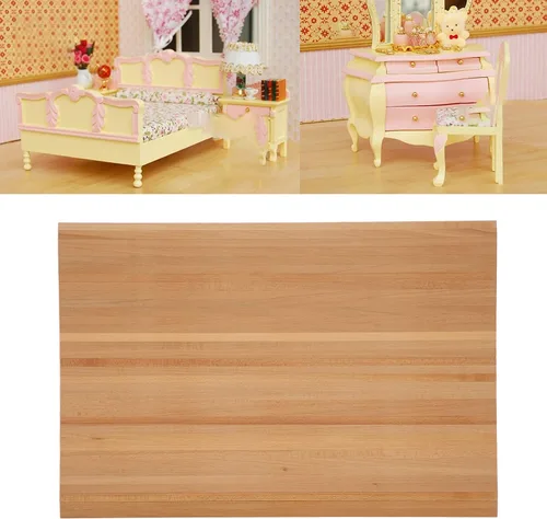 Vista 4 de Keenso Mini tabla de piso, 1 12 casa de muñecas en miniatura, simple y elegante, tira de madera, accesorio de decoración