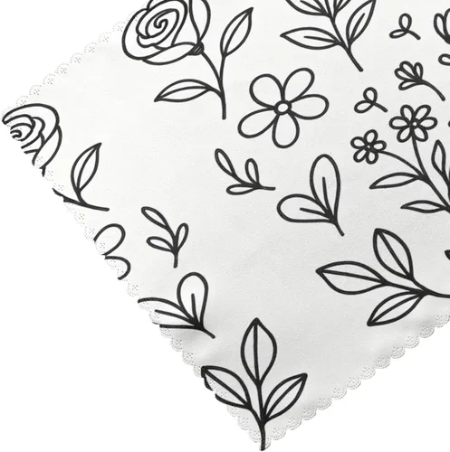 Vista 5 de Rectangular Placemats Set of 4, Heat Resistant Flower Doodles Printed Kitchen Dining Table Mats