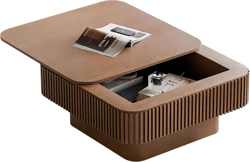 Vista 25 de LKTART Mesa de Centro con Tapa Elevable para Sala de Estar, Mesa de Centro Acanalada de Acento con Almacenamiento, Mesa de Té Central Rectangular
