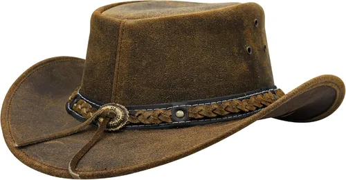 Vista 7 de SideWinder Sombrero de vaquero de cuero australiano, estilo australiano, verano, exterior, negro y marrón