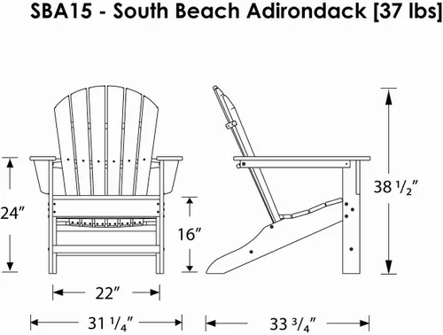 Vista 3 de POLYWOOD South Beach Adirondack, sillón ideal para la playa., Verde
